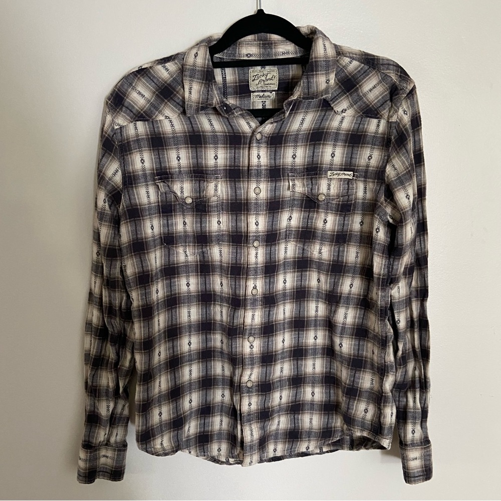 Lucky Brand Blue Western Button Down, Medium